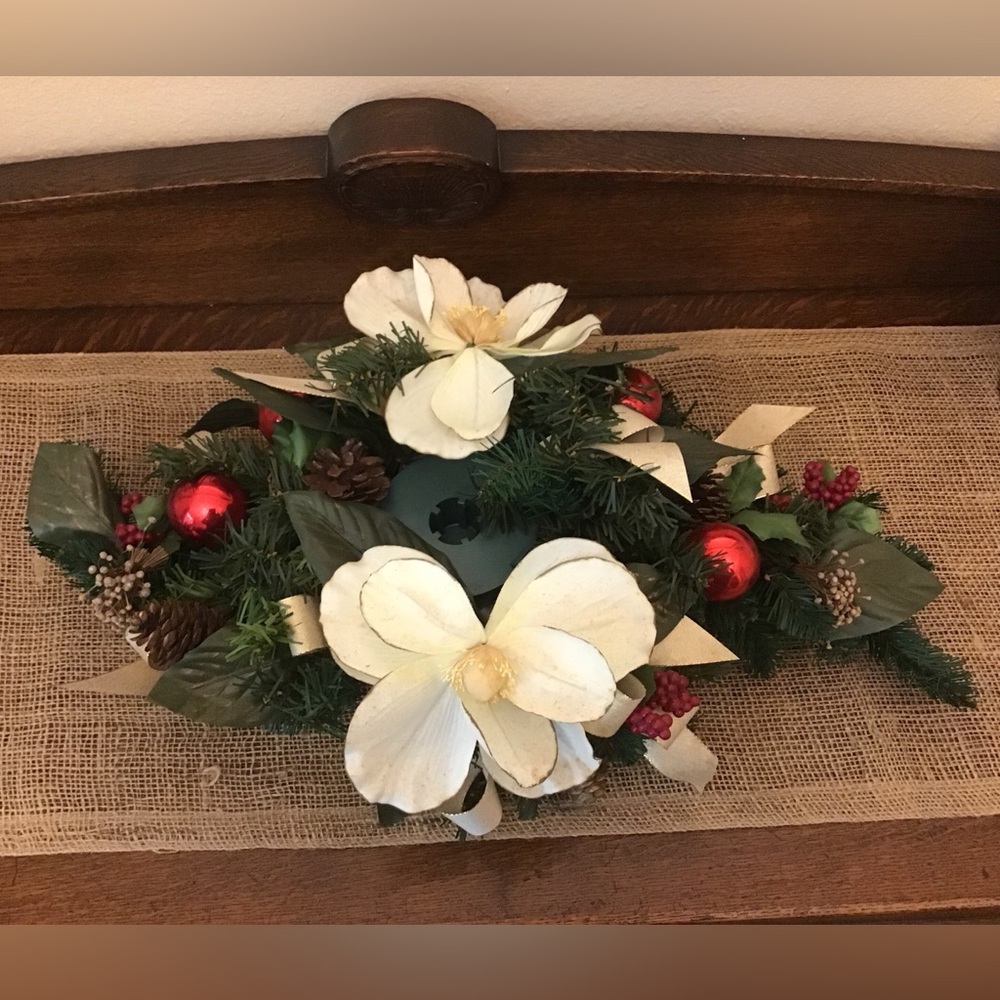 Classic Floral Holiday Centerpiece Candle Holder